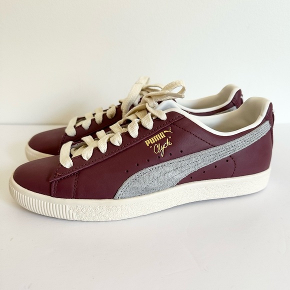 Puma Unisex Clyde Leather Eggplant Purple and Gray Sneakers - Picture 12 of 15